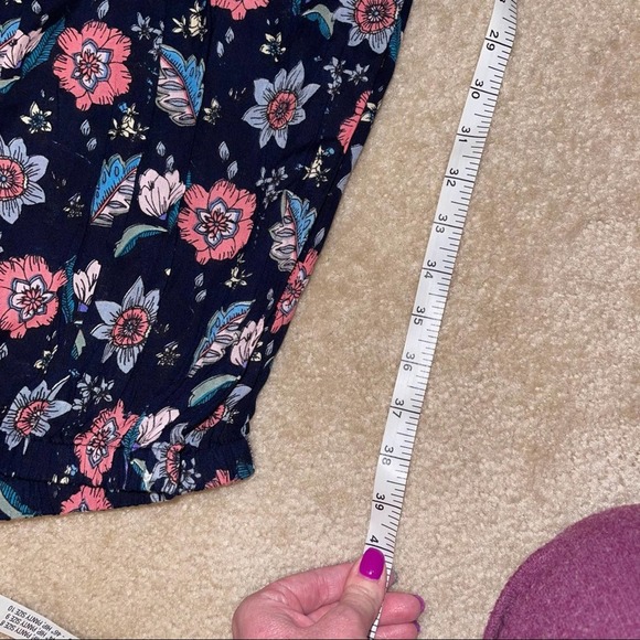 NWT RAGA Navy & Pink Floral Boho Palazzo Elastic Waist Pant Small - Picture 6 of 12